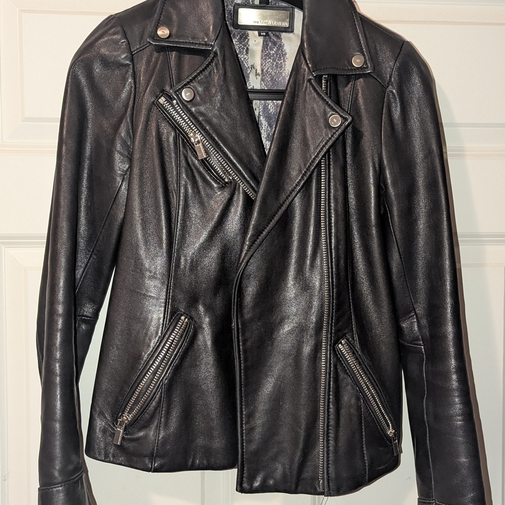 Wilsons Leather Black Fitted Motorcycle Jacket